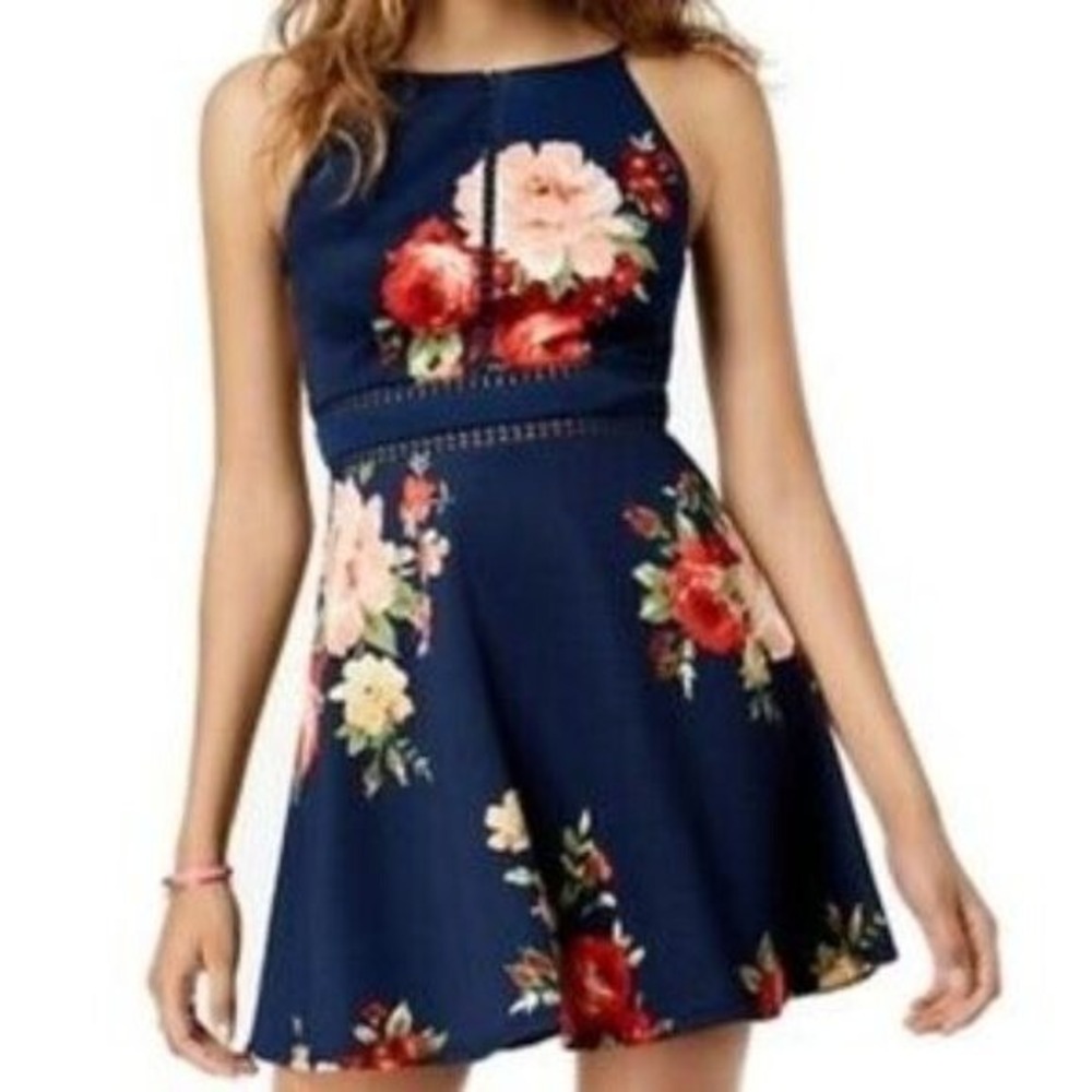 BCX Floral Dress Sleeveless Blue Floral Size 7